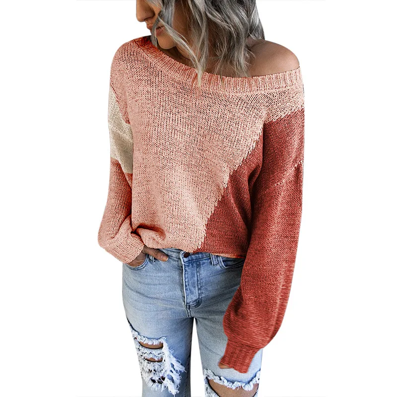 

Женский трикотажный свитер с V-образным вырезом и длинным рукавом