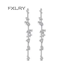 FXLRY Новый дизайн личности белый цвет AAA циркон дерево ствола типа длинные серьги женские свадебные ювелирные изделия