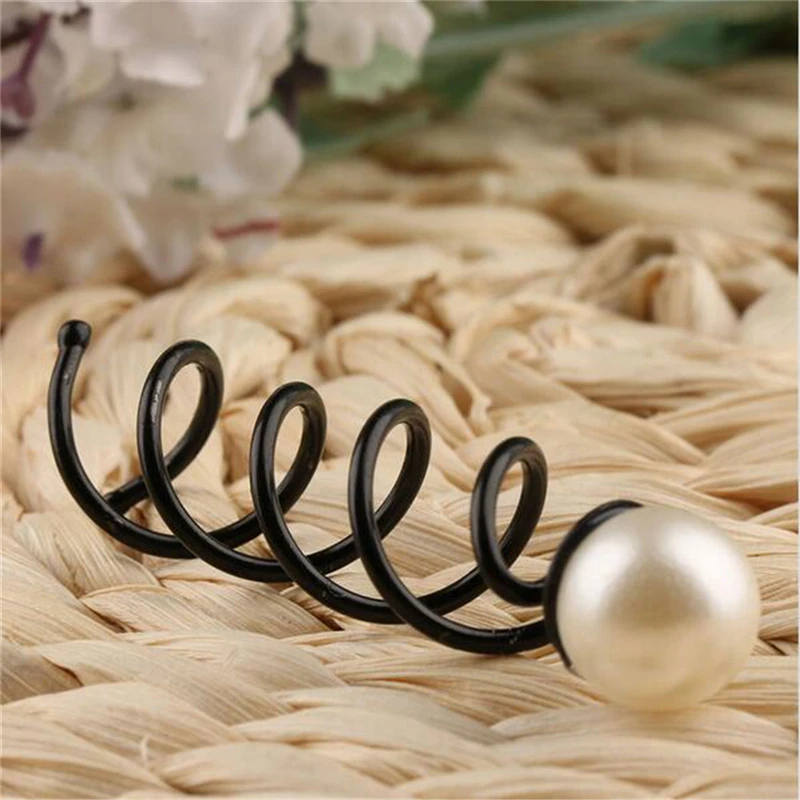 2 Pcs/Set Chic Women Girls Pearl Spiral Spin Screw Bobby Hair Pins Clips Twist Barrette Headwear Korean Accessories |