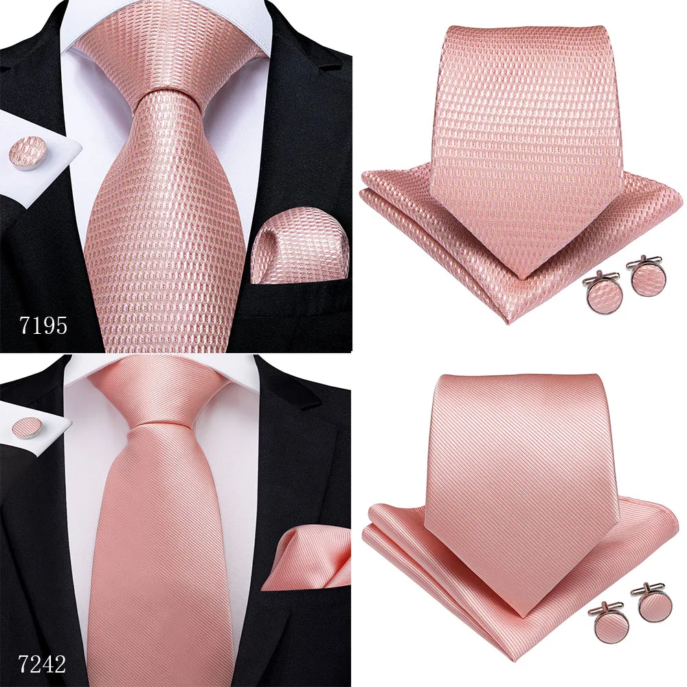 DiBanGu модный персиковый розовый мужской подарок зажим для галстука Hanky запонки галстук 150 см длинный галстук для мужчин Свадебный вечерний деловой галстук набор MJ-7195
