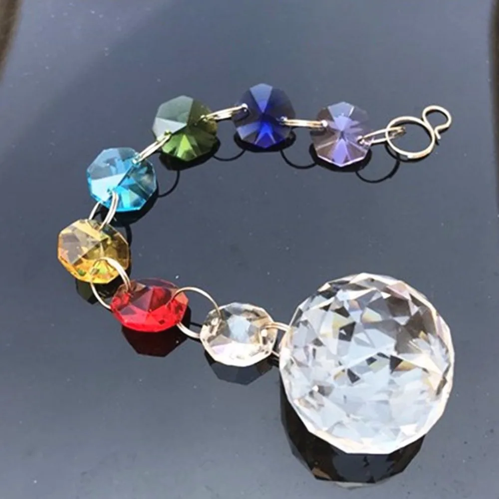 DIY Висячие красочные Восьмиугольные бусины хрустальный светильник Suncatcher