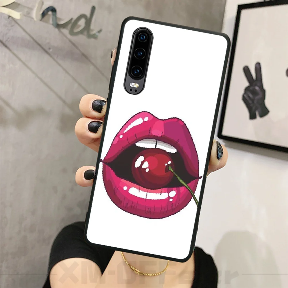 BaweiTE Painting style sexy lips DIY Painted Bling Phone Case For Huawei P8 lite 2017 P9 P10 20Pro Lite Pro P30lite P Smart 2019 | Мобильные
