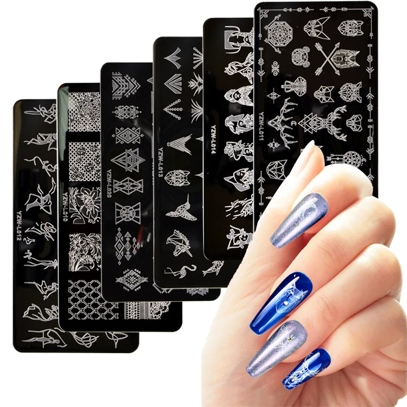 

Nail Stamping Plates Polish Transfer Stencils Flower Lace Women Style Geometry DIY Templates for Printing Manicure Stencil Tools