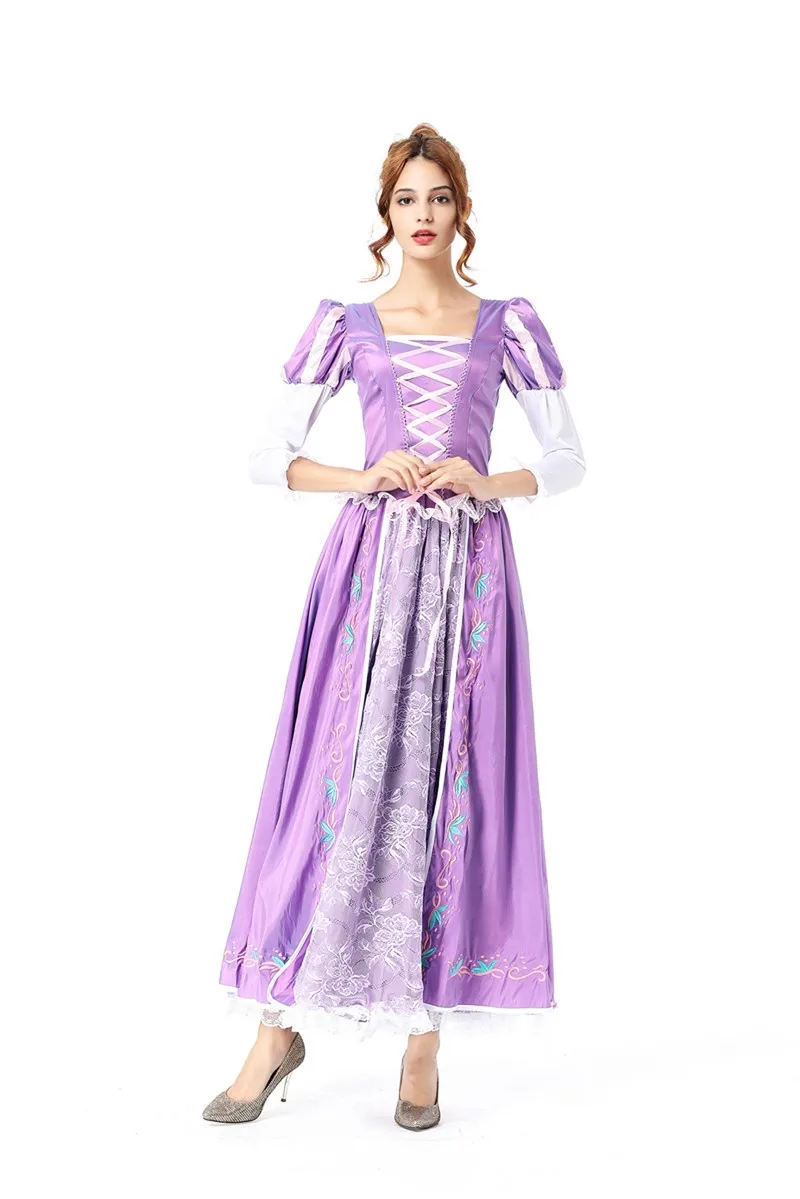 Пурпурный костюм для взрослых Рапунцель маскарадный аниме косплей принцессы