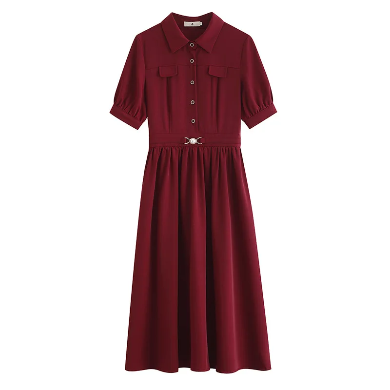 

OL Style Elegant Blouses Dresses for Women Temperament Fresh Silm Waist Woman Dress Fashion Kawaii One Piece Vintage 2021 Summer