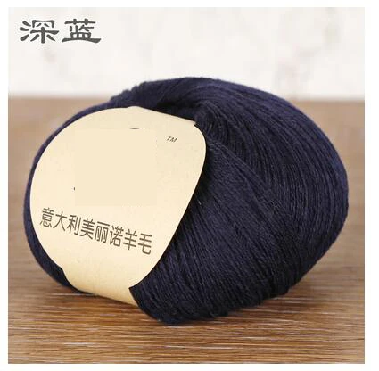 dark blue 50 г/лот итальянская мериносовая шерсть пряжа ручной трикотаж пряжа детский кашемир 48S камвольная пряжа кашемир-тип Натуральная шерсть, пряжа - Цвет: dark blue