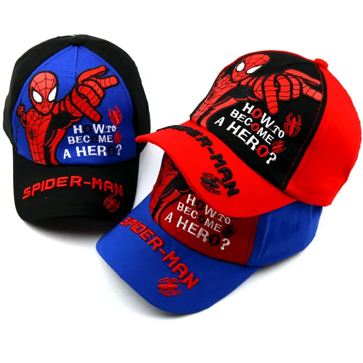 39 цветов, шапки для маленьких мальчиков и девочек, SPIDER-MAN хлопковая детская бейсбольная кепка с вышитыми героями мультфильмов, Кепка в стиле хип-хоп для мальчиков и девочек, бейсболка