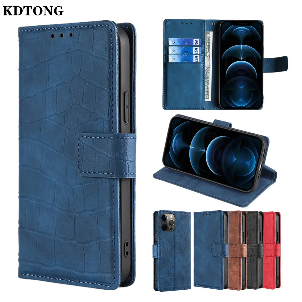 

Leather Phone Case For iPhone 11 12 Pro Max XR XS SE 2020 7 8 6 Plus Flip Wallet Fundas Luxury Crocodile Pattern Card Slot Coque