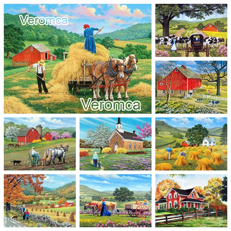 

5D Diy Diamond Painting Farm Landscape Full Drill Mosaic American Country Scene Diamond Embroidery Cross Stitch Home Decor