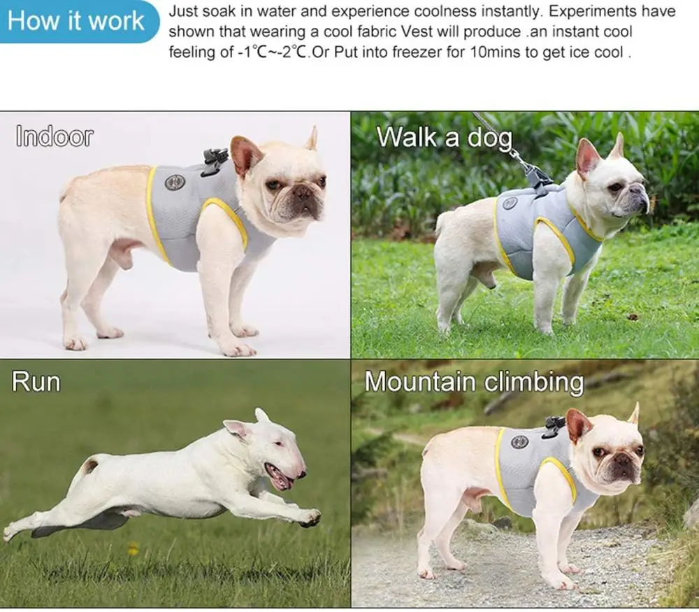 

Dog Cooling Vest Breathable Heatstroke Summer Pet Dog Cooling Clothes Pet Mesh Reflective Vest Harnesses Quick Release Hot