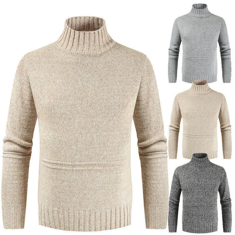 

New Mens cotton Classic Wool Knitwear Sweaters Thick Warm Cashmere Sweater Men Turtleneck Slim Fit Pullover Pull Homme