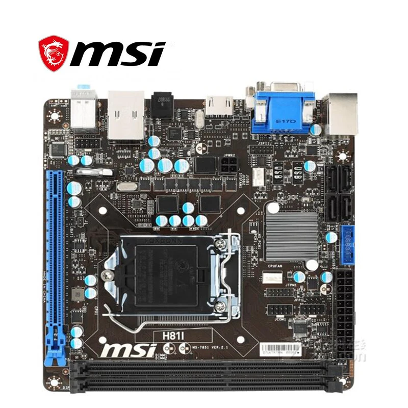 Материнская плата для MSI H81I mini itx LGA 1150 DDR3 настольного ПК Intel H81 H81M SATA III USB3.0 PCI-E X16 2 0