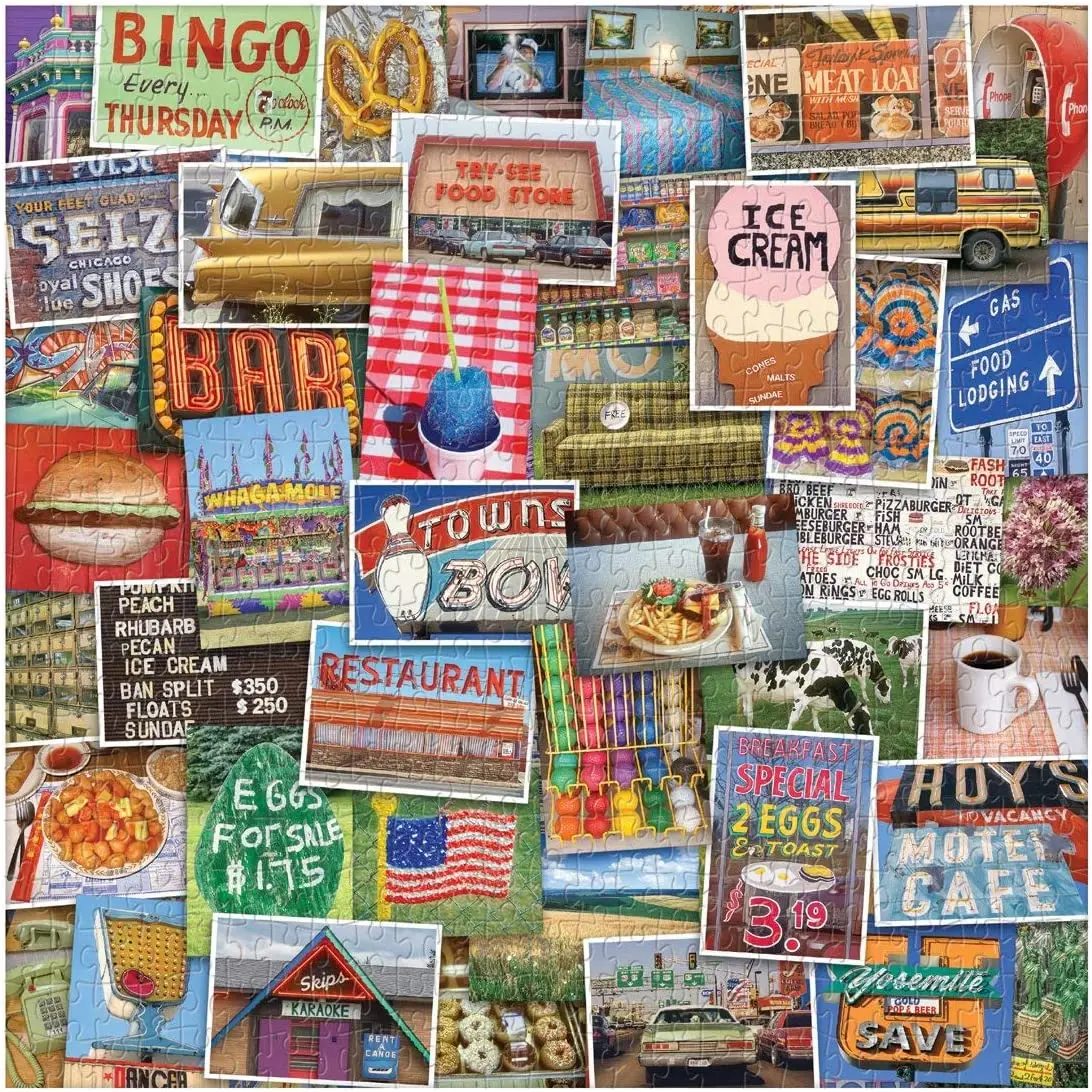 

Snapshots of America 1000 Piece Jigsaw Puzzle for Families and Adults, USA Puzzle with Scenes From Life In America Wooden Toys