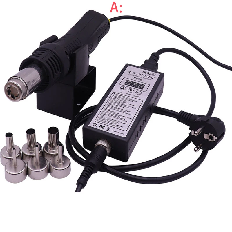A 8858 110v220v паяльная станция портативный мобильный телефон ремонт горячего воздуха пистолет паяльная станция светодиодный цифровой дисплей Тепловая пушка - Цвет: A