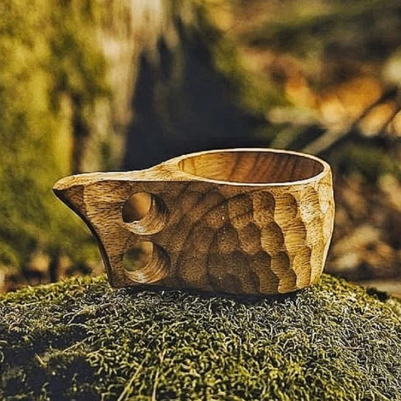 

Wooden Coffee Mug Rubber Wood Handle Two Hole Cowhide Rope Hook Juice Milk Tea Coffee Drinking Cup Drinkware Bubble Tea Cup