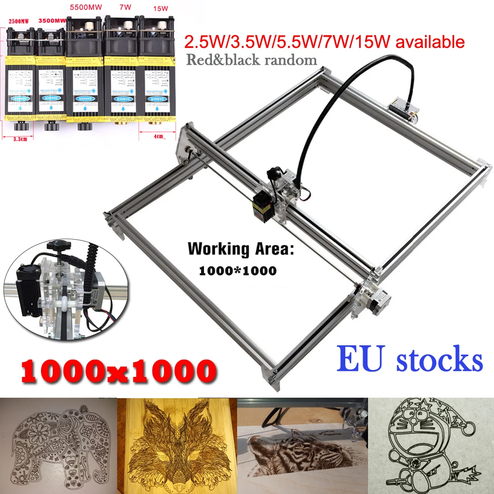

ЕС доставка 15 Вт Лазерный режущий станок TTL PMW контроль 1*1 м большая площадь 5500 МВт лазерный гравировальный станок cnc лазерная резьба станок