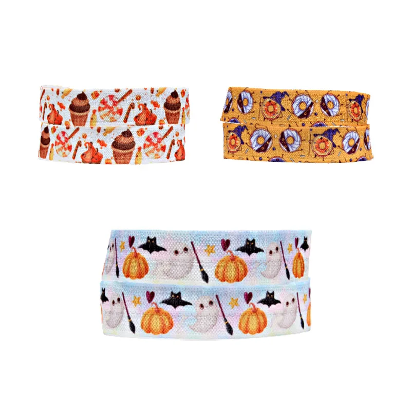

(50 yards/lot) Hot sale 5/8" pumpkin and ghost printed foe elastic