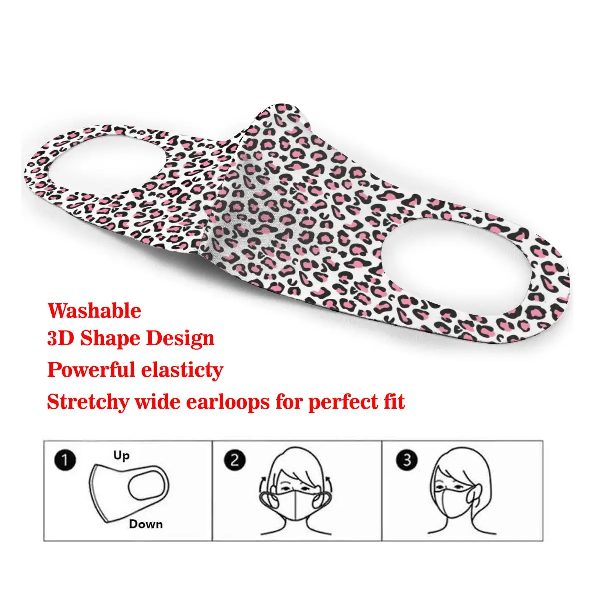

Mouth Mask Pink Leopard Print Dust Face Masks Cover Washable & Reusable for Adult Student Kids