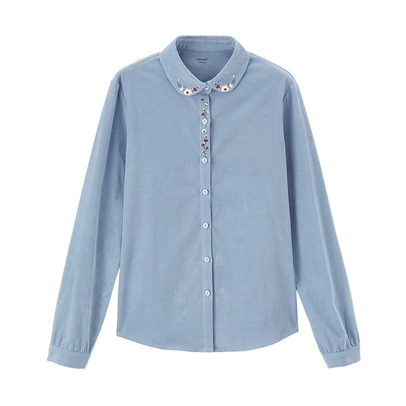 INMAN женские блузки круглый воротник рубашка Элегантная вышивка женская 100% хлопок