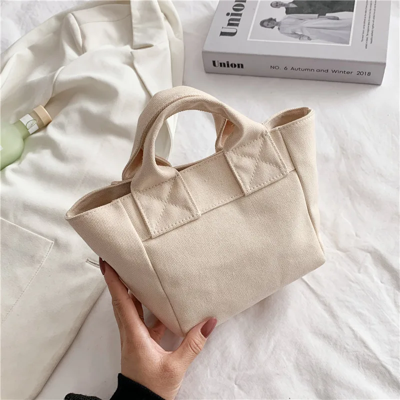 

New Arrival Women's Canvas Bag for 2021 Summer Mini Simple Solid Female's Handbag Lady's Sewing Thread Small Capacity Clutch