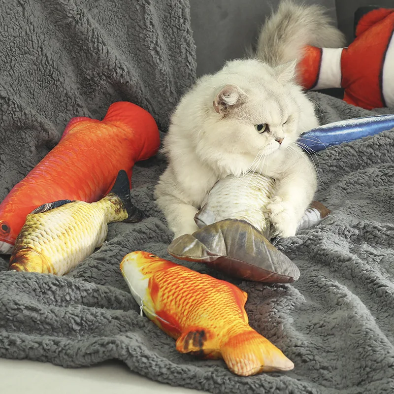 Товары для домашних животных, 3D игрушка для кошек в форме рыбы, плюшевая имитация рыбы, кошачьей мяты, подушка для куклы с красной рыбой