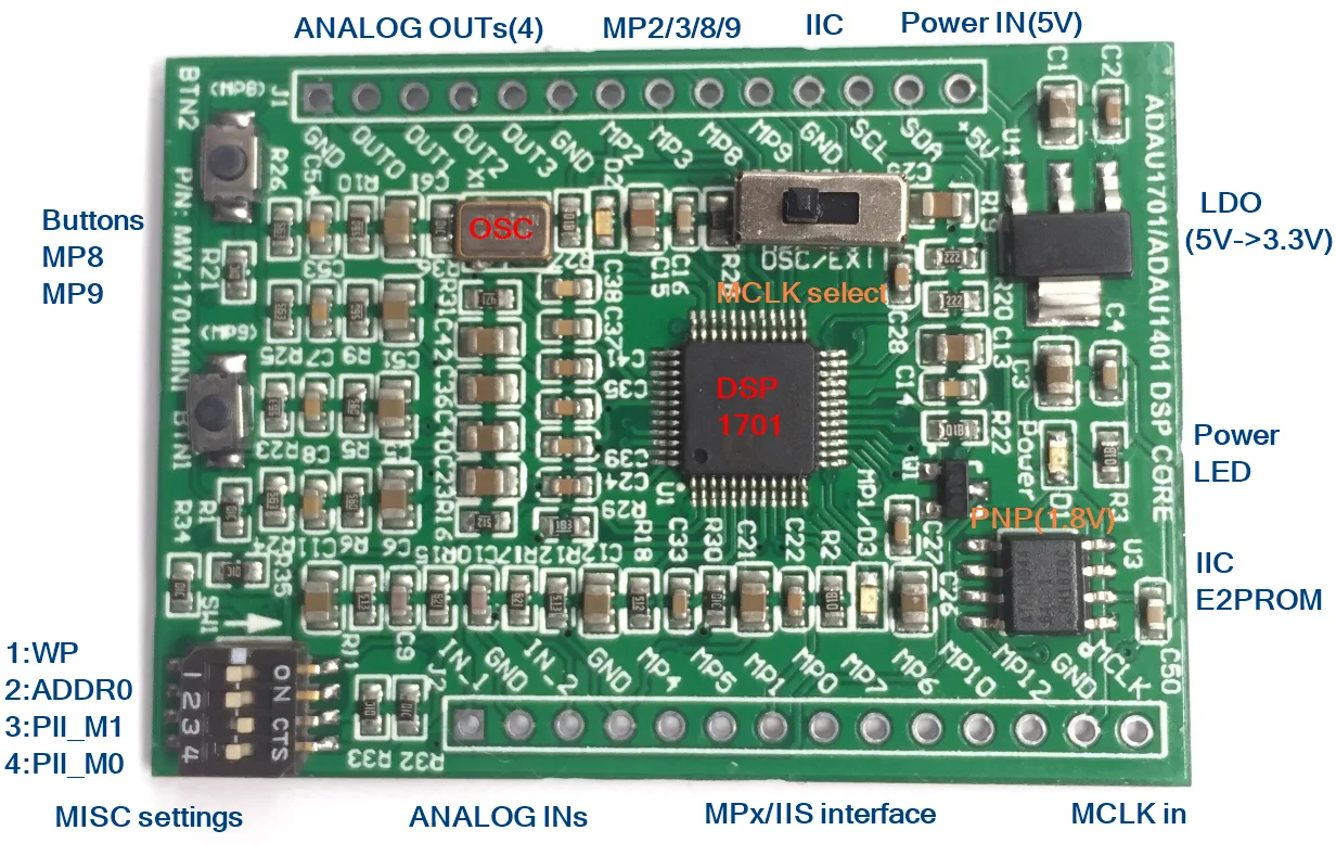 Adau1701 / Adau1401 DSP Mini Core Board | Инструменты