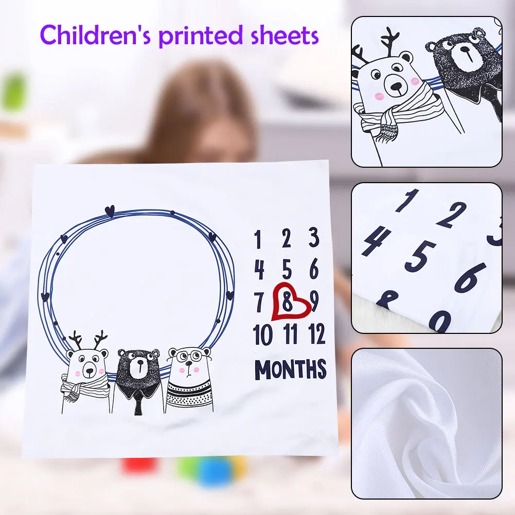 

Baby Photo Blanket Nordic Style Cartoon Pattern Printing Baby Milestone Photo Props Printing Bed Sheet Photographic Accessories
