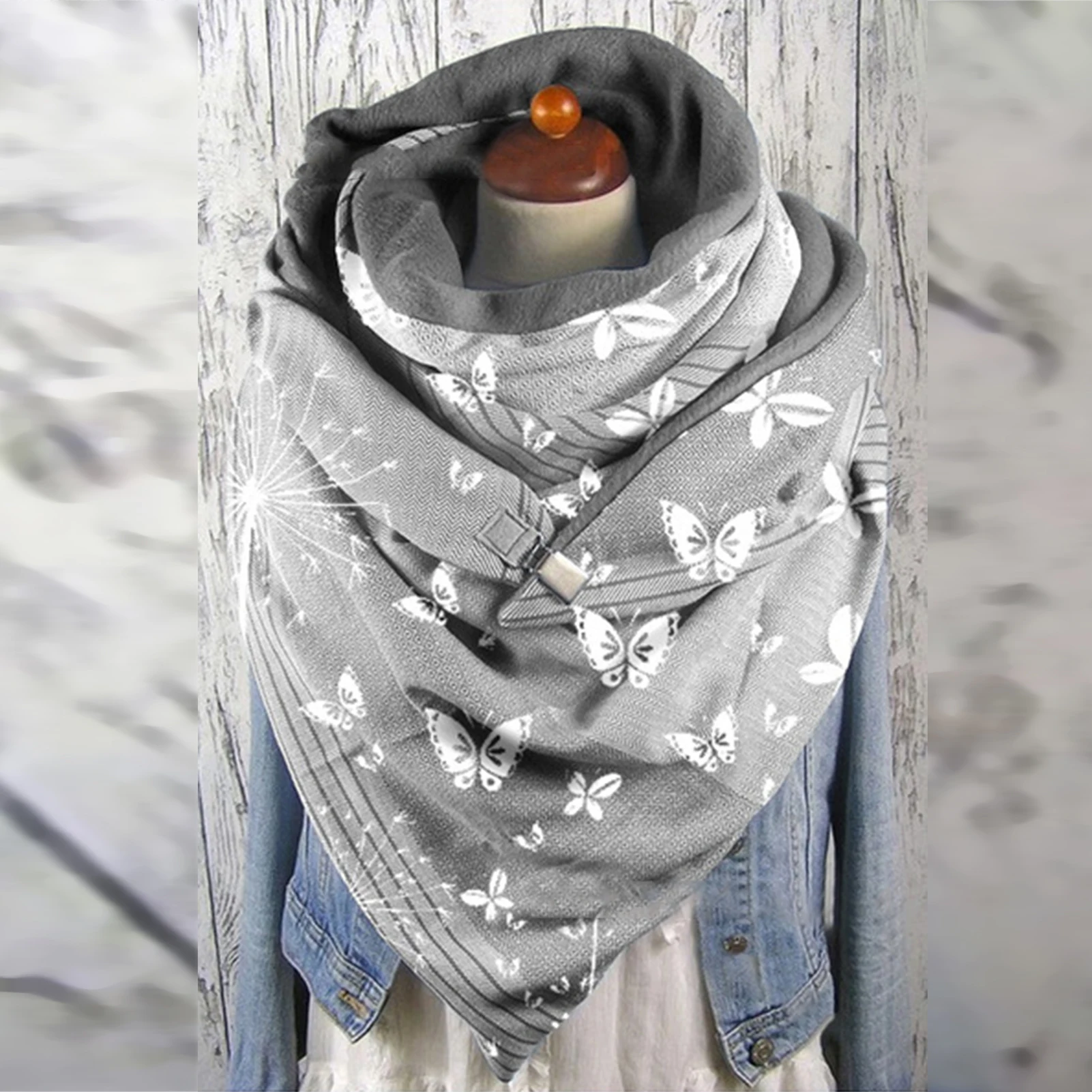 

Fashion Women Autumn Winter Butterfly Print Soft Wrap Scarf Casual Warm Shawl