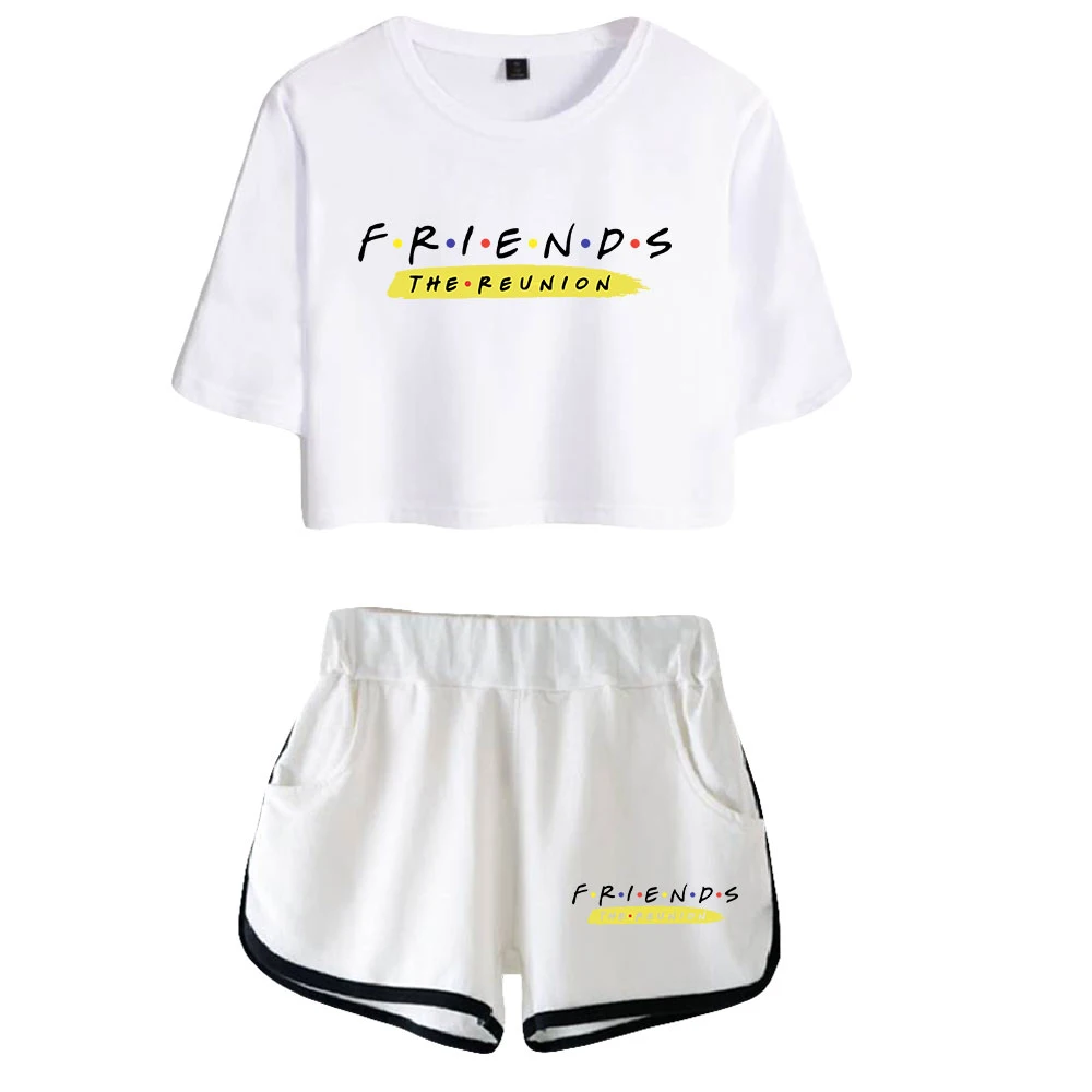 

Friends: The Reunion Tracksuit Female Two Piece Set Summer Short Sleeve Crop Top+Shorts Fashion Clothes Tv Series Women's Set