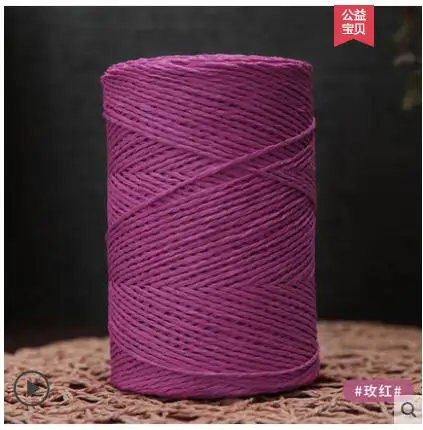 rose red 500 г/рулон ручного вязания пряжа соломенные из пальмового волокна веревка мягкая пряжа для вязания крючком пряжа для ручной работы летняя шляпа материал поставщик - Цвет: rose red