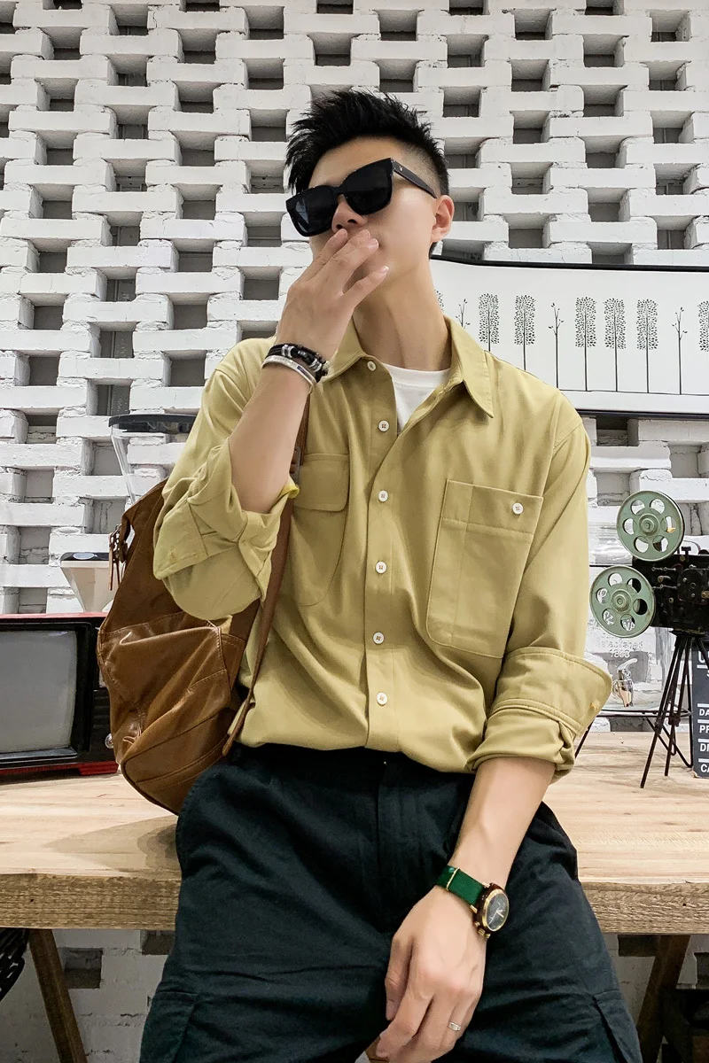 

2020 Spring And Autumn New Youth Popular Solid Color Loose Long-sleeved Shirt Fashion Casual Wild Single-breasted Shirt M-2XL