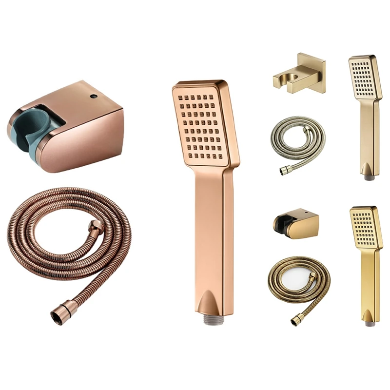 

Bathroom Household Hand-Held Shower Set Square Shower Head with Hose and Storage Clip Toilet Wall-Mounted Shower Head