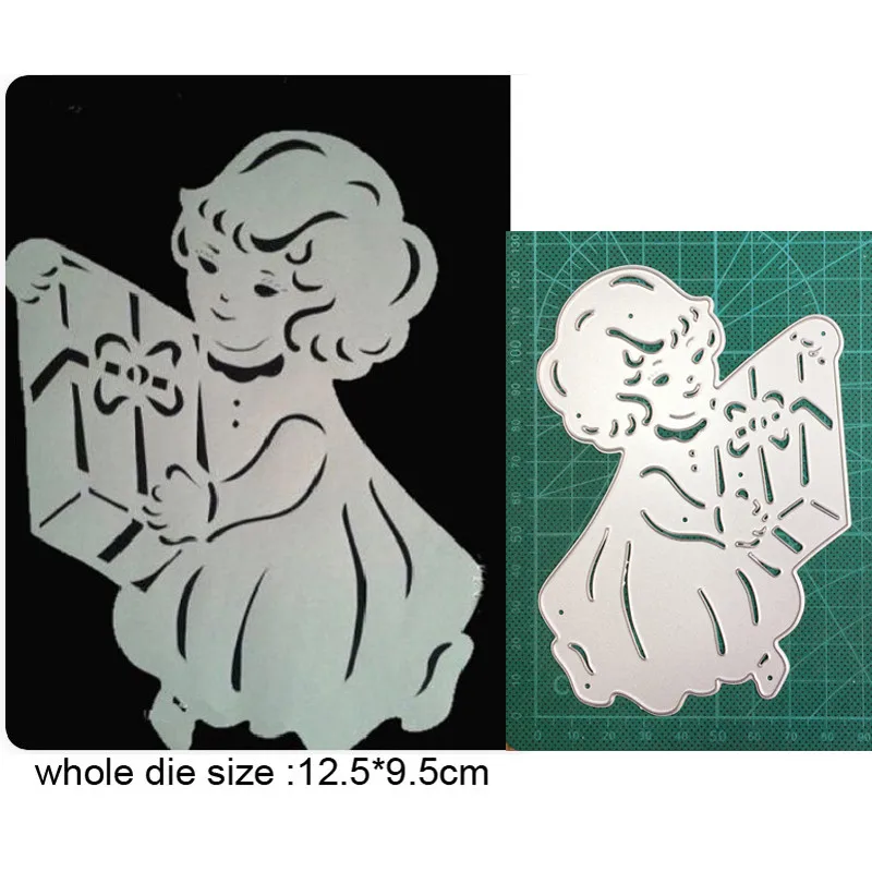 

Craft dies Girl Holding Gift Box Metal Cutting Dies Stencils dies For Scrapbooking dies Paper Craft Embossing Dies Cuts New 2021