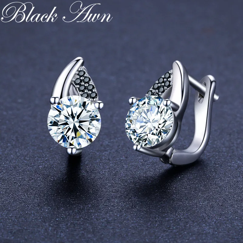 Черный ость Классический 925 стерлингового серебра черного цвета с круглым носком