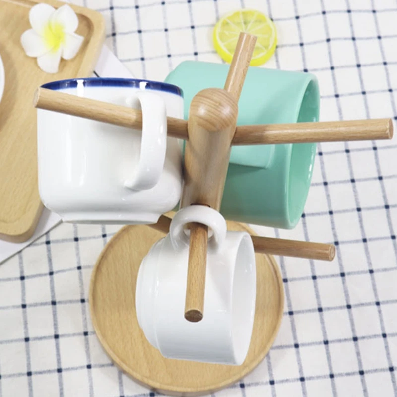 Лучшая бамбуковая подставка для кружек органический бамбуковый держатель