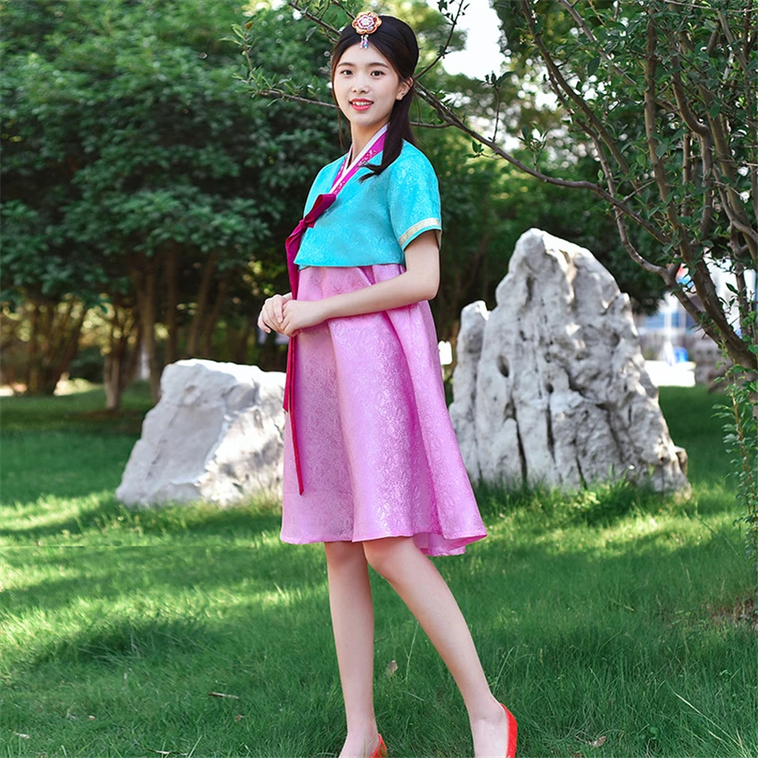 Женское платье ханбок традиционная корейская модная одежда с коротким рукавом