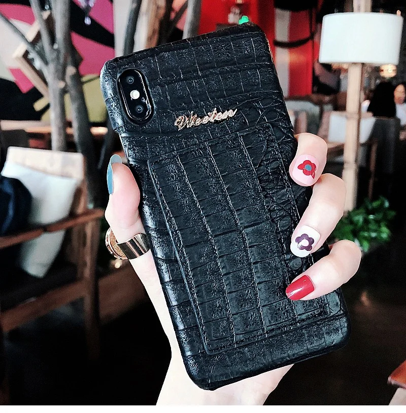 Чехол из натуральной крокодиловой змеиной кожи, PU кожаный чехол для iPhone 11 Pro Max XS 6s 6 7 8 Plus X XR, чехол для карт, держатель, жесткая задняя крышка