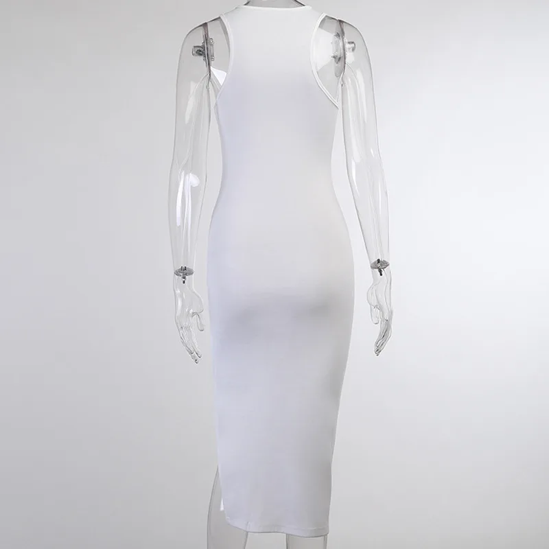 Для женщин длинное платье оболочки твердого спинки Спагетти ремень бретелек