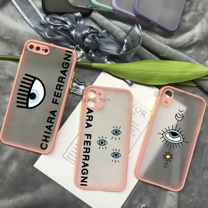

Hot Ferragnies Eyes Chiara Phone Case For Iphone 12 Mini 11 Pro X XS MAX XR 7 8 Plus PINK Matte PC Back Soft Silicone Cover