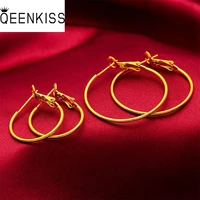 qeenkiss eg514 fine jewelry wholesale fashion woman girl birthday wedding gift big round 2030mm diam 24kt gold hoop earrings