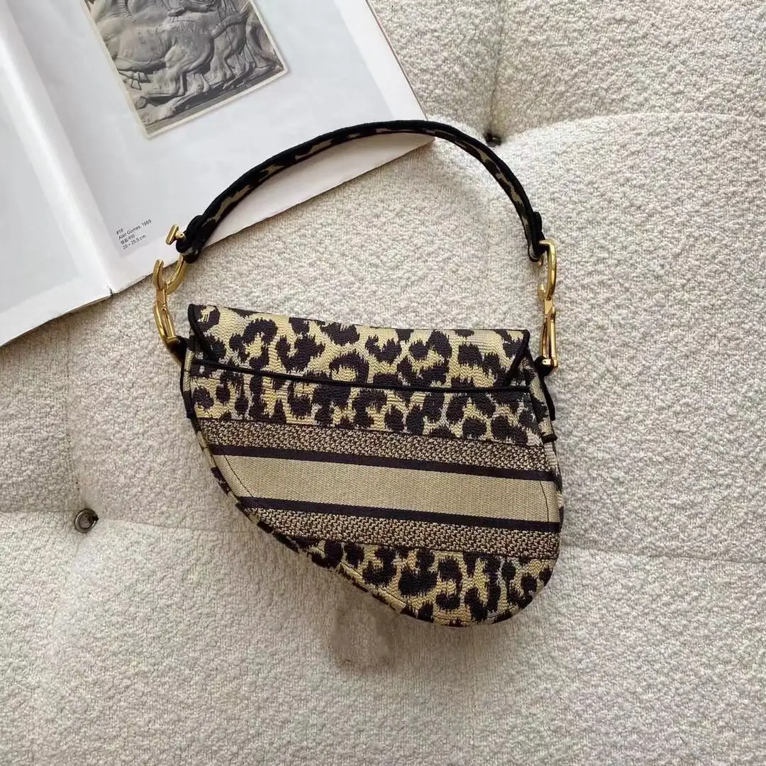 

High quality embroidered leopard print saddle bag shoulder bag lady wallet handbag luxury handbags women bags designer