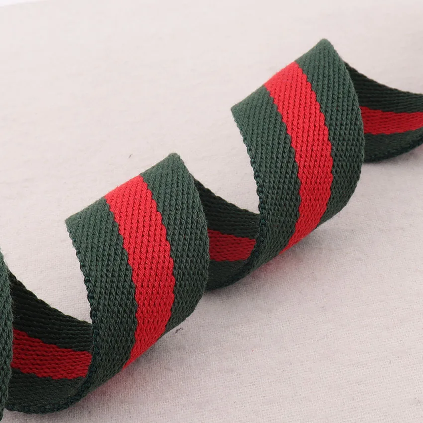 38 мм хлопковый тканый красно-зеленые полосатые Саржевые тяжелые сумки кошельки с