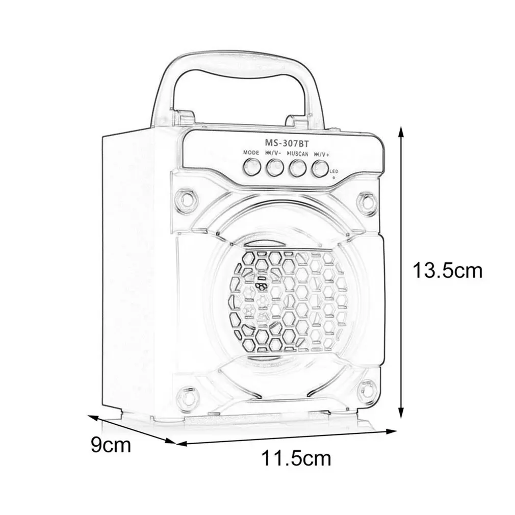 MS-307BT Portable Wireless Speaker With LED Lights AUX USB2.0 Support TF Card For Outdoor And Indoor | Электроника