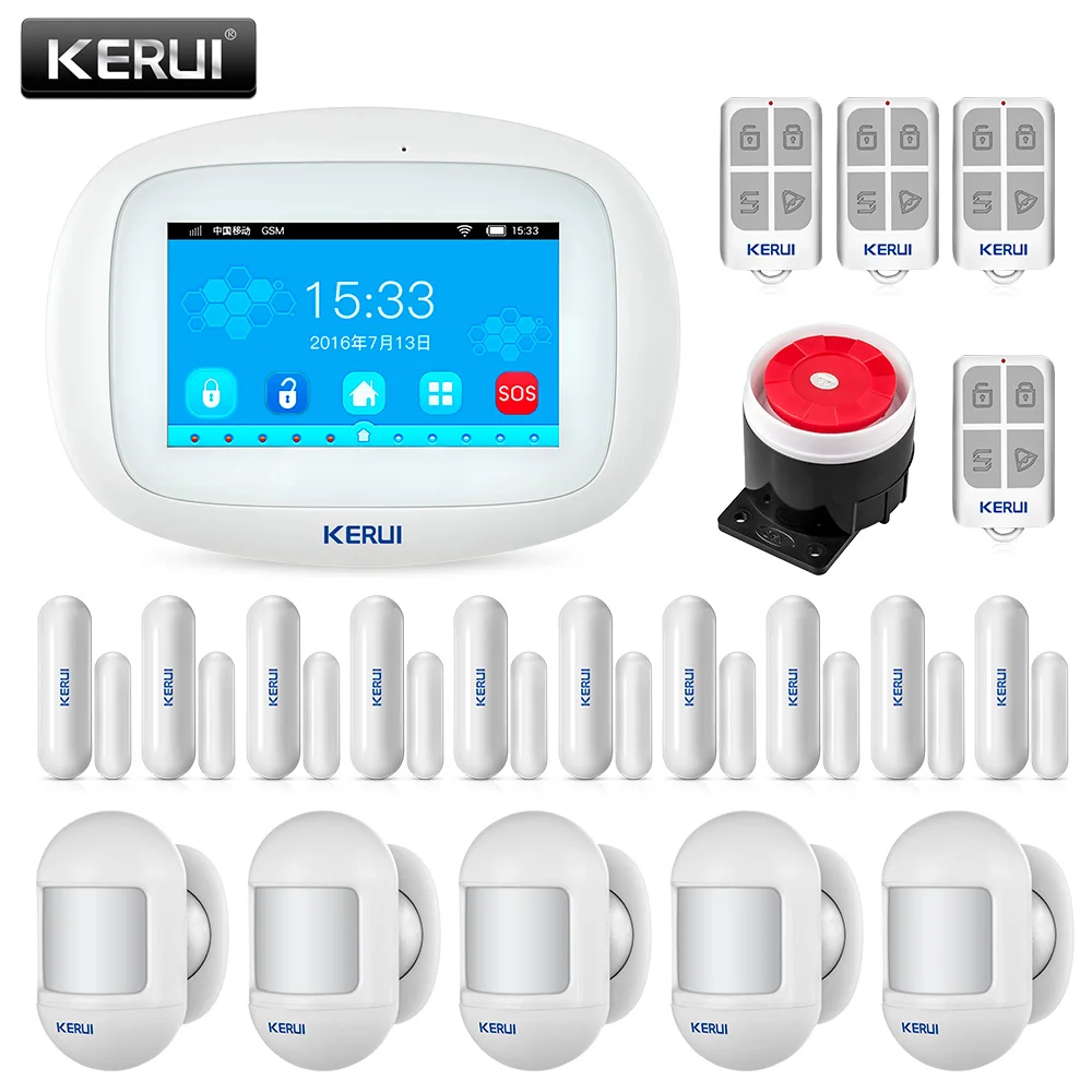 Большой сенсорный экран KERUI K52 Wi Fi GSM сигнализация для дома TFT дисплей домашняя