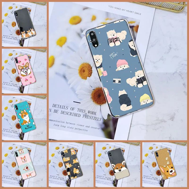 Задняя крышка для Huawei Y6 Y7 Y9 Pro Prime 2019 силиконовый чехол телефона с милой собакой из