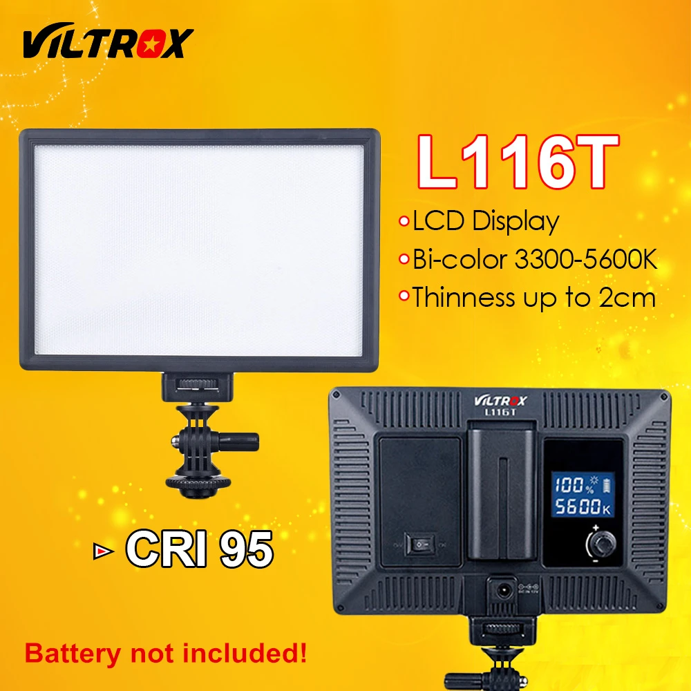 Viltrox L116T светодиодный светильник для видео ультра тонкий ЖК-дисплей двухцветный и затемняемый DSLR студийный светодиодный светильник Панель для камеры DV видеокамера