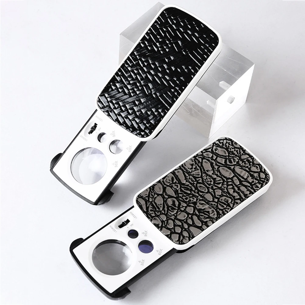 

30X 60X 90X Magnifying Glass Foldable Optical Lens Jewelry Appraisal Reading Monocle Magnifier Loupe with UV LED