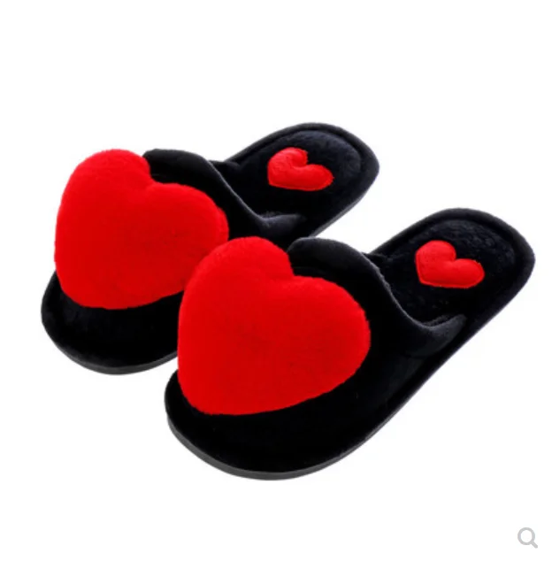

2020 Women Slippers Love Heart Cotton Slippers Winter Fur Slides Ladies Home Furry Slippers Warm Indoor Shoes Claquette Fourrure