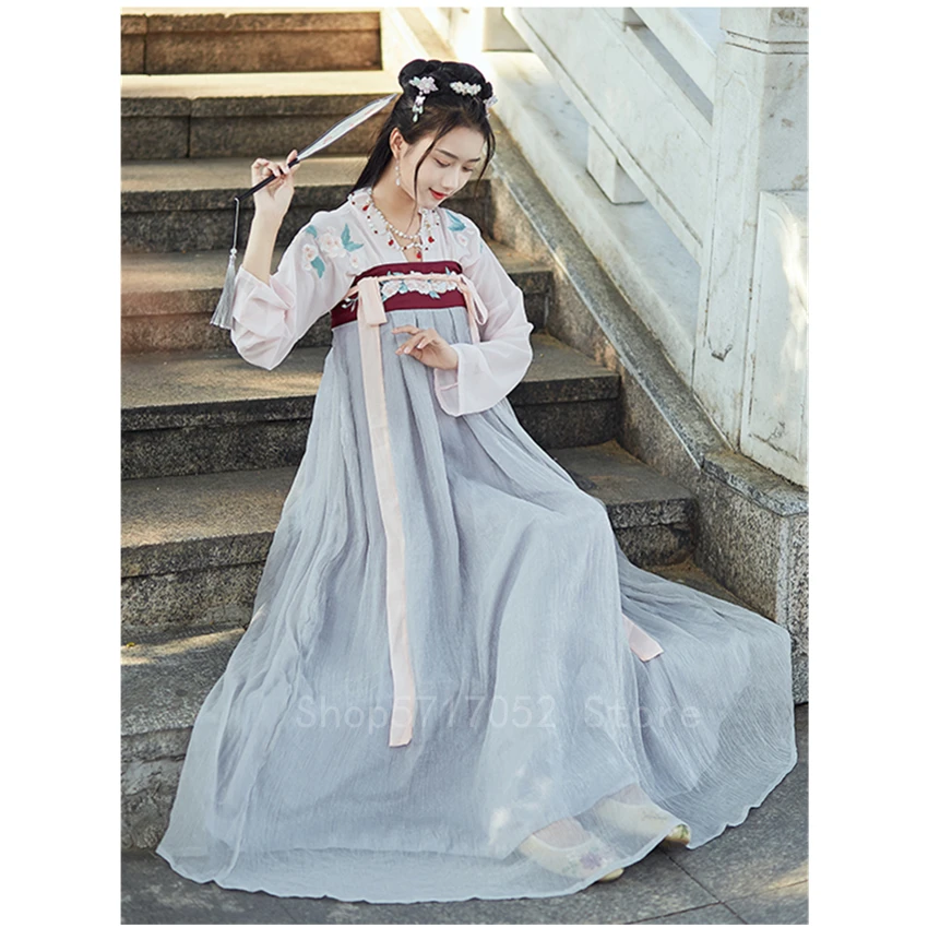 Женский элегантный костюм Hanfu в стиле ретро с вышивкой Сакура традиционный