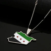 stainless steel syria map flag pendant necklace syrians map women charm jewelry